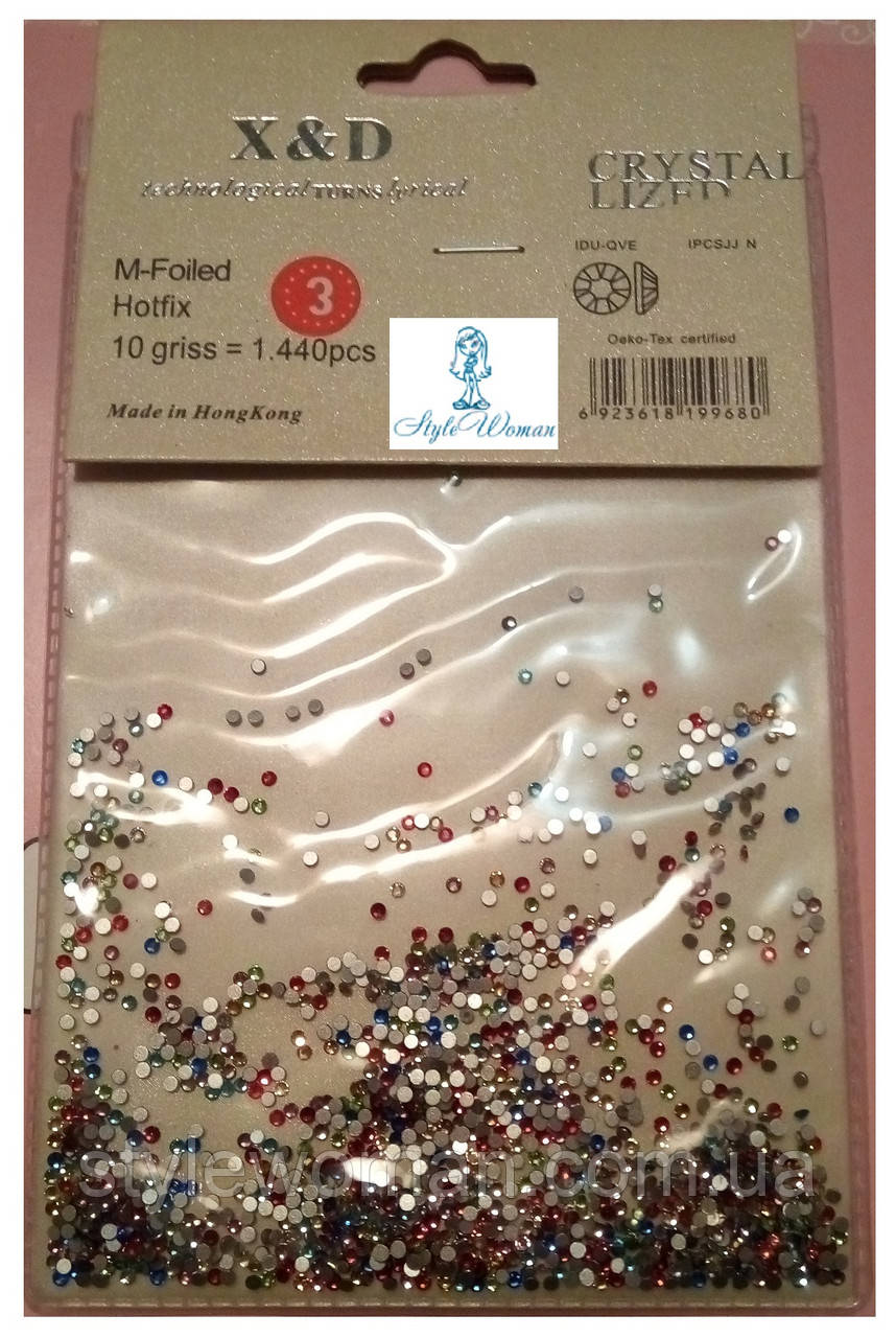 Стразы 1440шт, пиксели для дизайна ногтей, камни сваровски разноцветные №3 