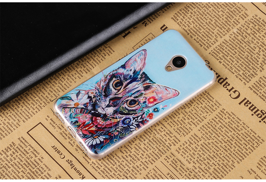 

Силиконовый чехол бампер для Meizu M3s с рисунком кот красками, Разные цвета