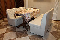 М'які диванчики на кухню з нішами білого кольору., фото 1