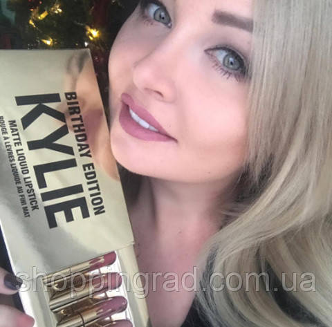 

Комплект матовых помад Kylie Birthday Edition (gold)