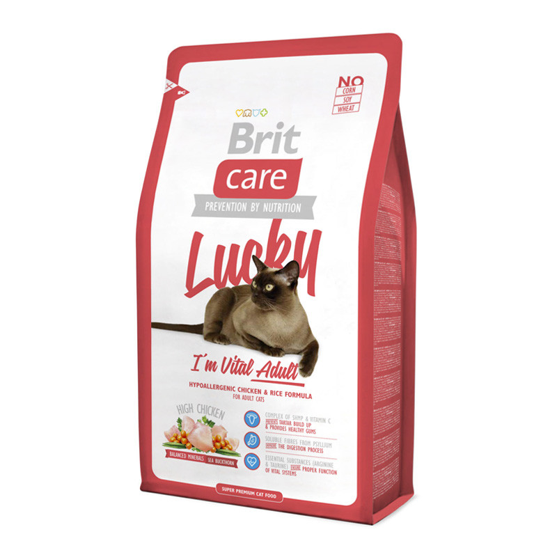 

Brit Care LUCKY Vital Adult 2 кг - гипоалергенный корм для взрослых кошек (курица/рис