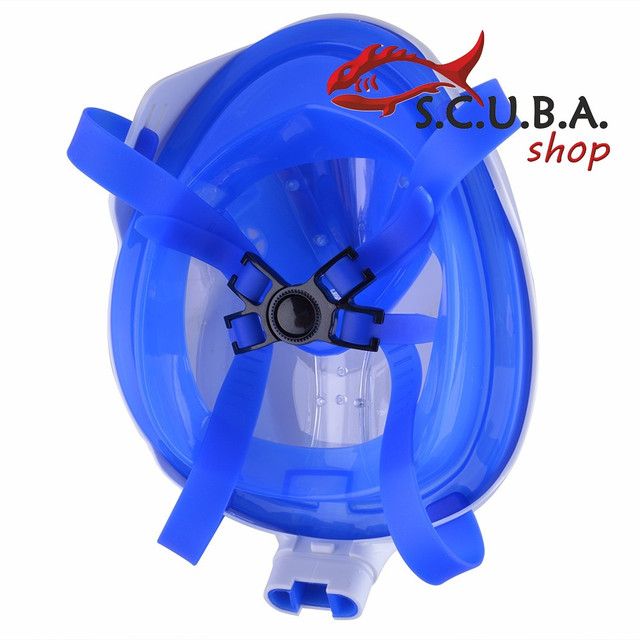 Полнолицевая маска для снорклинга SCUBA+ крепление GO PRO, размер S/M, бело-синий цвет