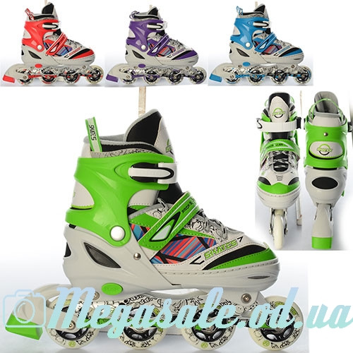 

Ролики раздвижные с алюминиевой рамой Skates L, 4 цвета: 38-41 размер, колеса 70мм, Разные цвета