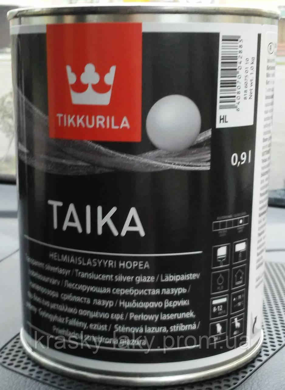 

Лазурь TAIKA silver для стен одноцветная серебристая Tikkurila, 0.9л