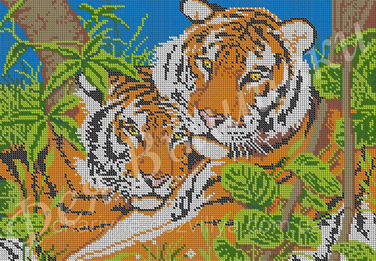 Вышивка пара тигров