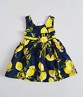 Платье для девочек синего цвета с рисунком лимона