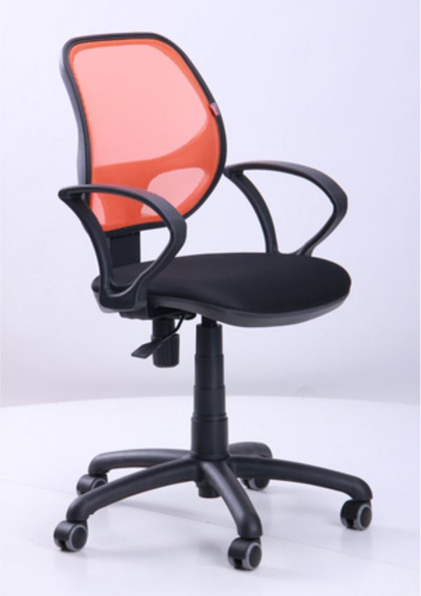 Кресло Байт/АМФ-4 сиденье Сетка черная/спинка Сетка оранжевая