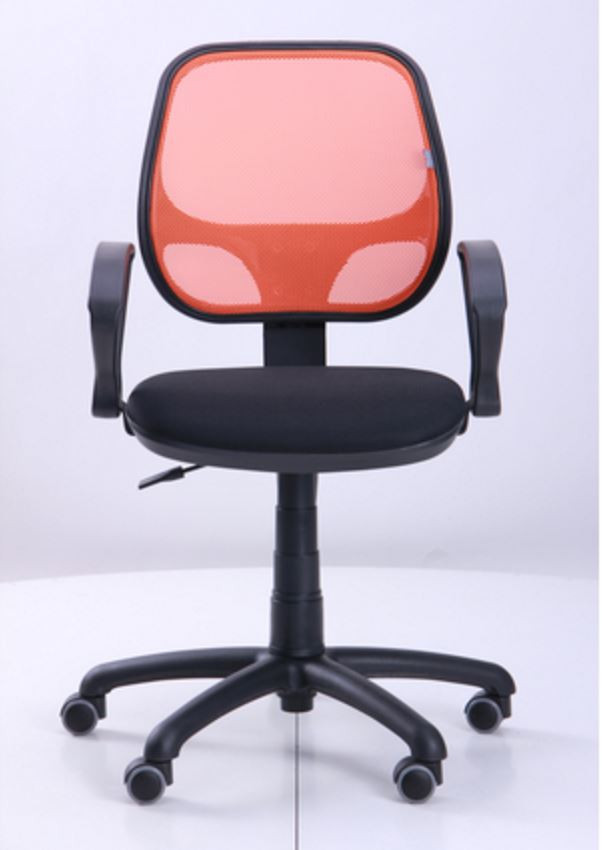 Кресло Байт/АМФ-4 сиденье Сетка черная/спинка Сетка оранжевая (фото 2)
