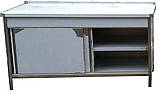 Тумба стол с двумя полками и дверями купе из нержавеющей стали, фото 2