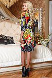 Яркое трикотажное молодежное цветочное платье цвет коралл , фото 3