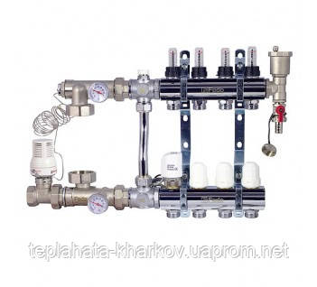 

Коллектор 4 выхода в сборе (без насоса) для подключения системы теплый пол FADO