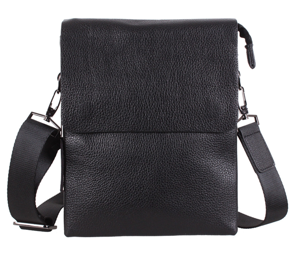 Вместительная мужская кожаная сумка-мессенджер черная (Турция) (DL5129Нет в наличии