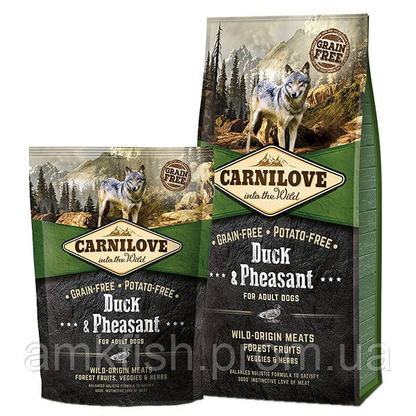 

Carnilove Duck and Pheasant Adult Dog полнорационный беззерновой корм с уткой и фазаном для взрослых собак