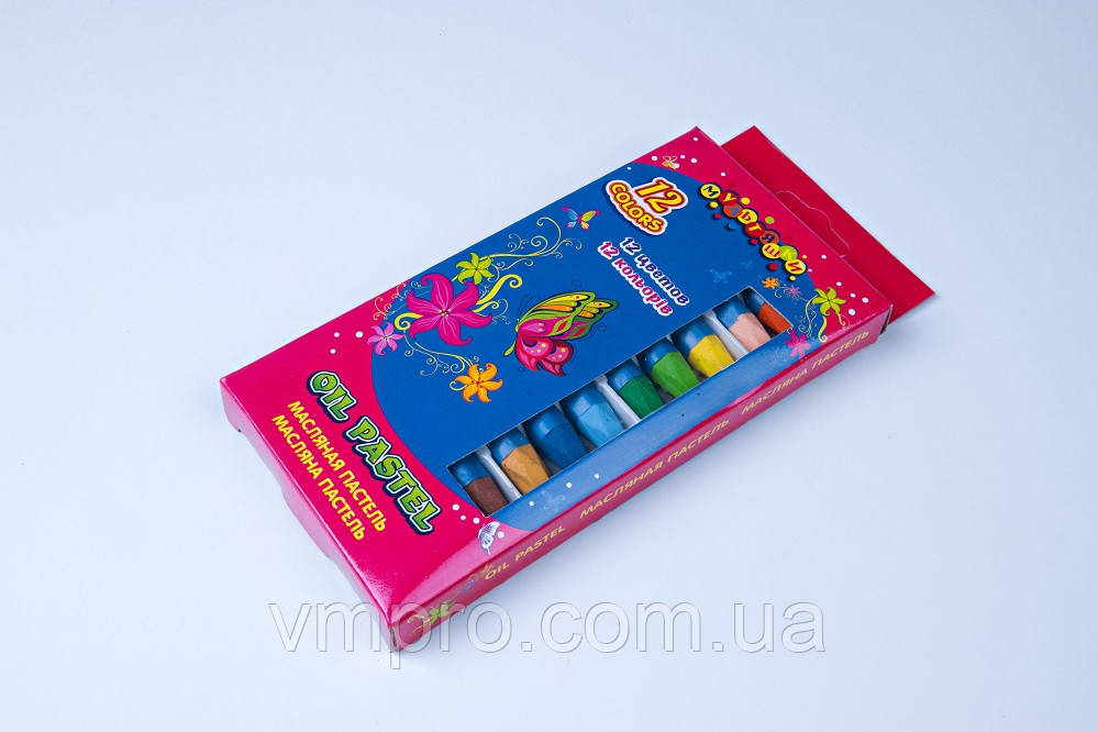 Мел цветной масляный,масляная пастель,"Бабочки"№7569, 12 цветов/упаковка, мелки детские 