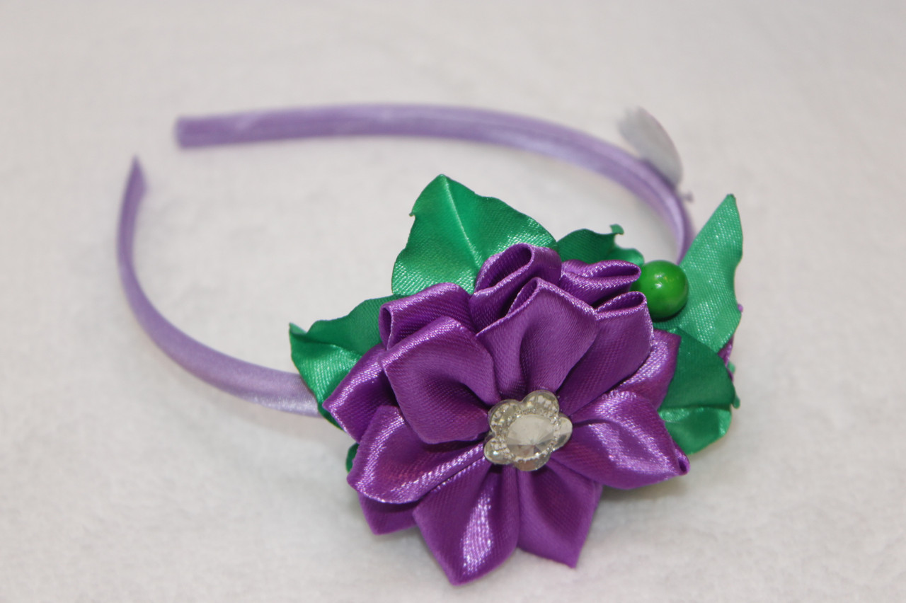 Обруч для волос ручной работы Цветок бабочка фиолетовый