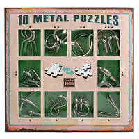 10 Metall Puzzles green Eureka | 10 головоломок зелений набір