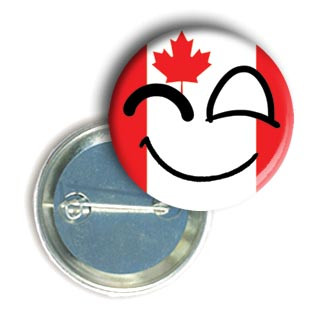 Закатной круглый значок - смайлик "Флаг Канады"