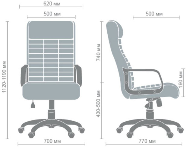 Кресло Атлетик Софт Tilt (размеры)