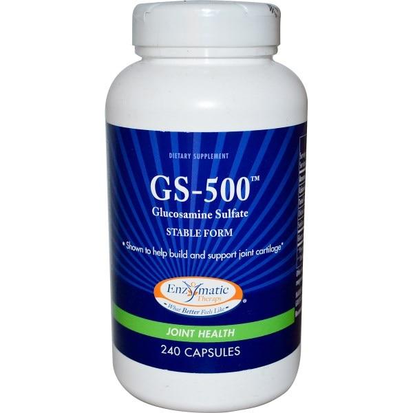 

Enzymatic Therapy, GS-500, сульфат глюкозамина, для здоровья суставов, 240 капсул