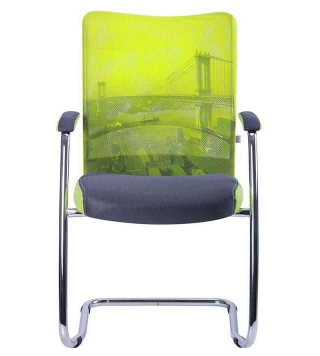 Кресло Аэро CF хром сиденье Сетка серая, Zeus 047 Light Green/спинка Сетка лайм-Brooklyn Bridge (Фото 4)