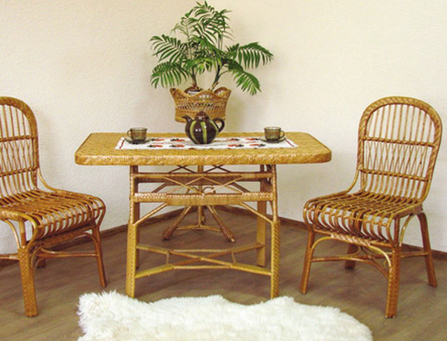 Стол из лозы СЖ-7 (прямоугольный). Комплект Мебели из лозы в интерьере.
