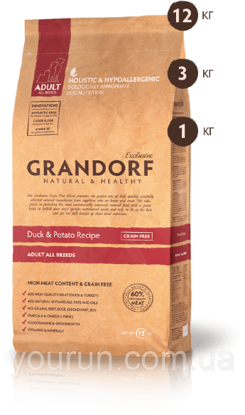 

Grandorf (Грандорф) Duck & Potato All Breeds 26/16 - утка для взрослых собак 12кг