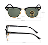 Сонцезахисні окуляри в стилі RAY BAN 3016 clubmaster black LUX, фото 3