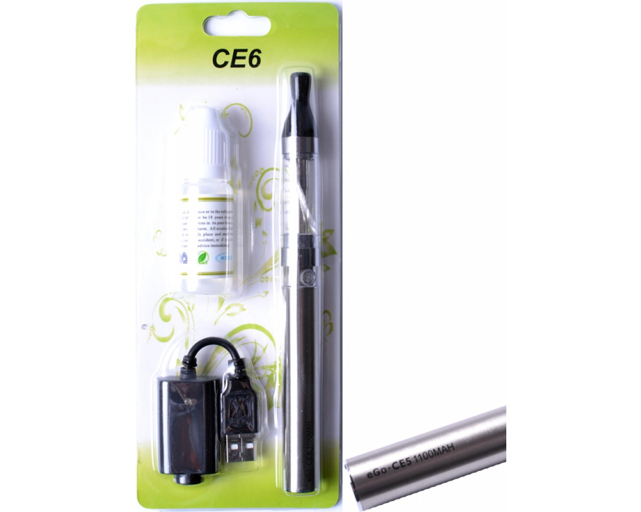 Электронная сигарета eGo-CE-6 1100mAh с жидкостью в комплекте