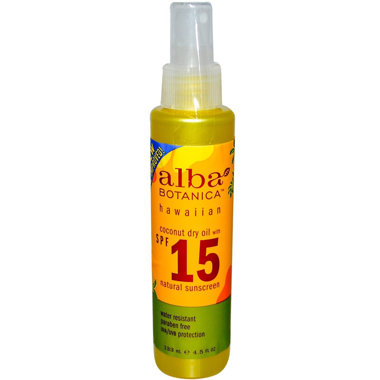 

Alba Botanica, Кокосовое обезвоженное масло с фактором защиты SPF 15, Натуральный солнцезащитный фильтр, 4,5 жидкой унции (133 мл)