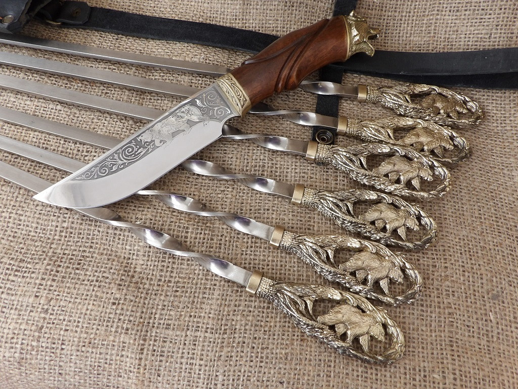 Набор шампуров «Медведь» с ножом