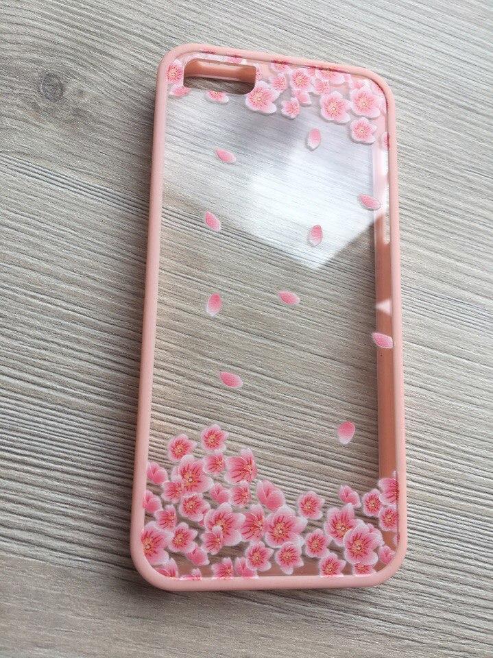

Чехол прозрачный цветы+розовый ободок силикон для IPhone 5/5S