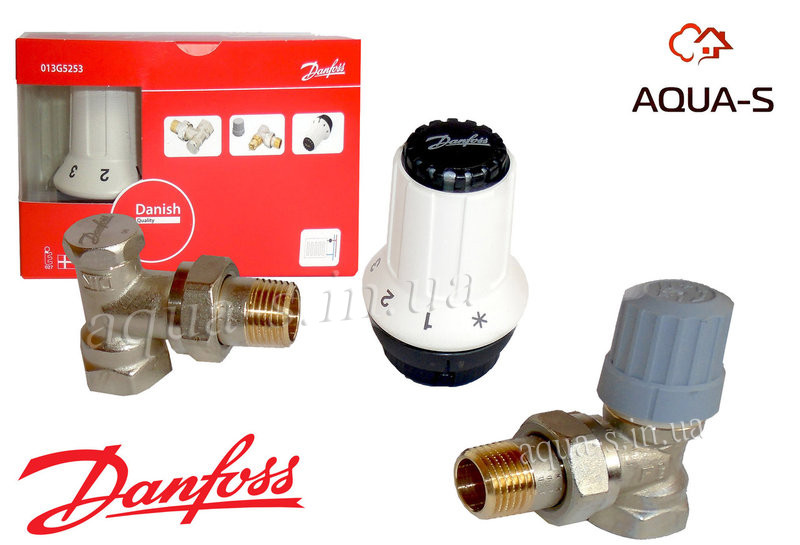 

Комплект радиаторных кранов Danfoss DN 1/2" угловой с термоголовкой (O13G5253), Серый