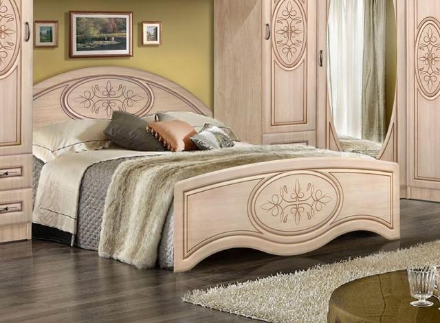 Кровать Василиса 1600 с высоким изножьем цвет береза