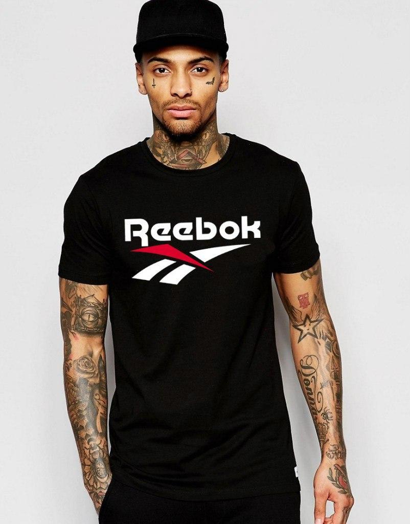 

Футболка мужская черная Reebok Рибок (большой принт) (РЕПЛИКА)