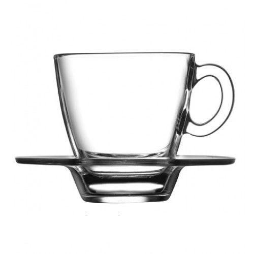 Чашка для кофе с блюдцем Pasabahce Aqua, 72 мл, 6 шт. 95756