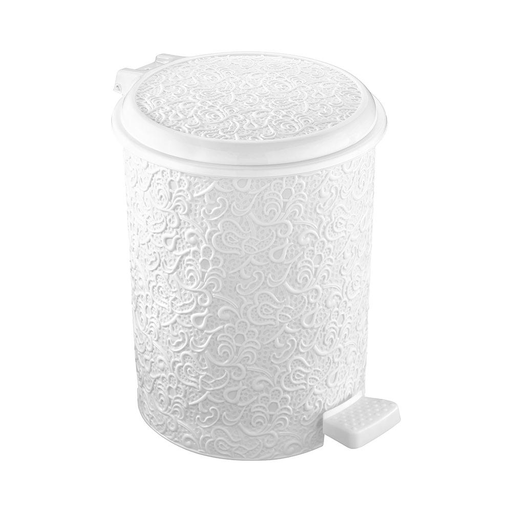 

Педальное мусорное ведро ажурное 14 л белое Elif Plastik