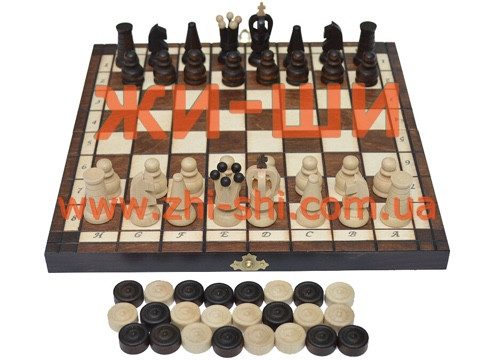 Шахматы + шашки, дерево, 31 х 31 см (Польша, изделия из дерева)