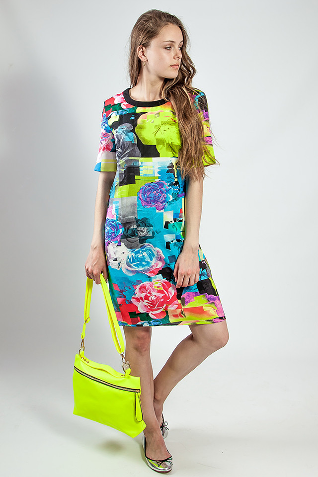Жіноче літнє плаття-туніка яскраве кольорове