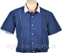 Рубашки мужские +с коротким рукавом "Pierre Martin". Короткий рукав. Цвет синий