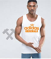 Чоловіча майка Adidas білого кольору з оранжевим логотипом, фото 1