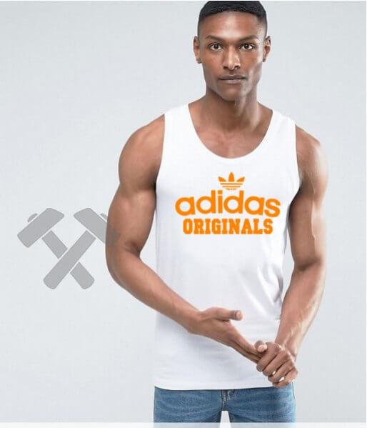 Чоловіча майка Adidas білого кольору з оранжевим логотипом