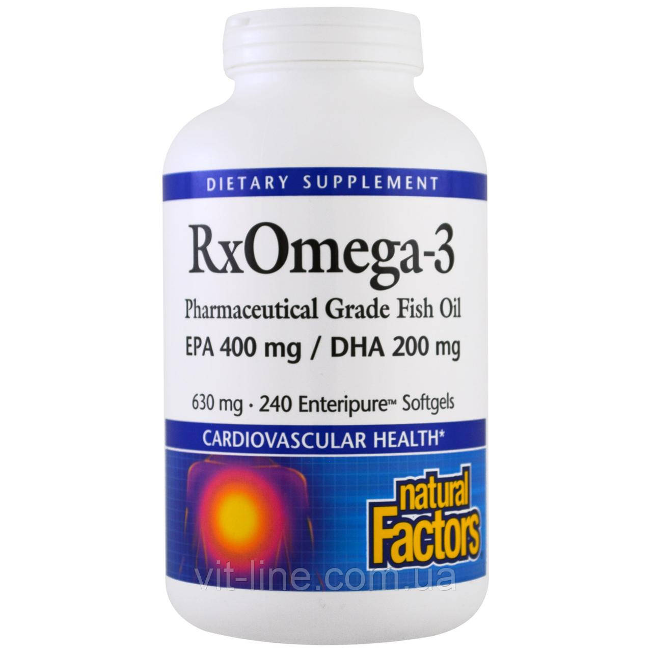 Natural Factors, Rx Omega-3, 630 мг, 240 желатиновых капсул