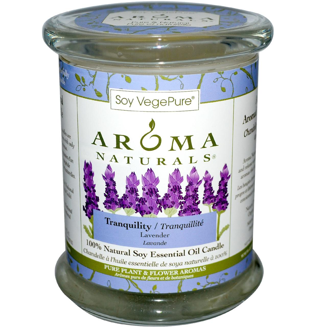 

Aroma Naturals, 100% Натуральная Соевая Свеча «Спокойствие» с Эфирным Маслом Лаванды, 8.8 унций (260 г),,