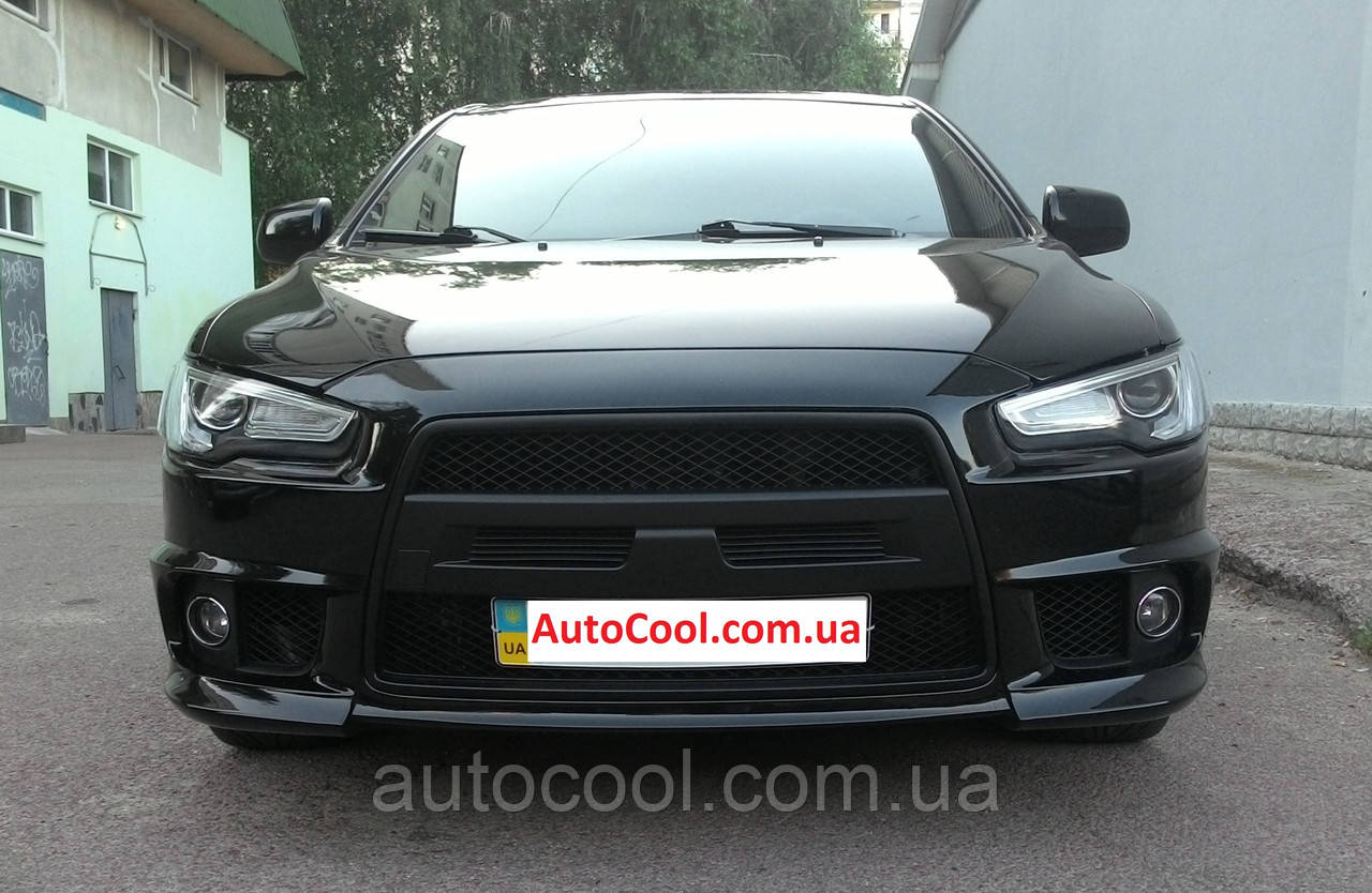 

Накладка на бампер ноздри Mitsubishi Lancer X 2007+ г.в., Черный