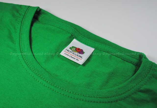 Ярко-зелёная детская классическая футболка для девочек