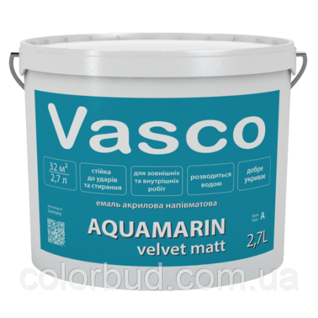 

Акриловая эмаль VASCO AQUAMARINE Полуматовая С 2,7л