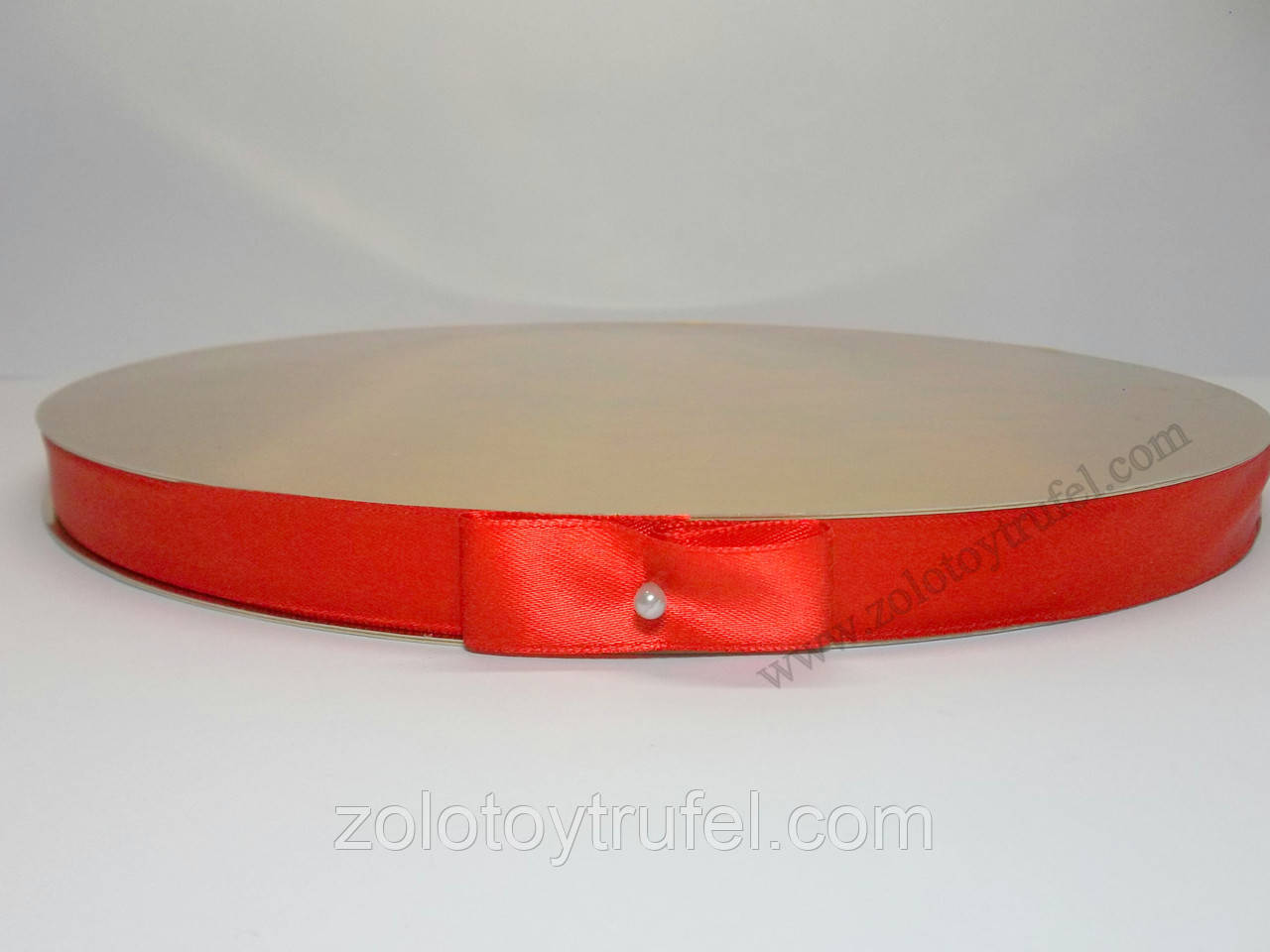 Підкладка посилена 40 см h-2 см "Кругла срібло-золото з червоною стрічкою"