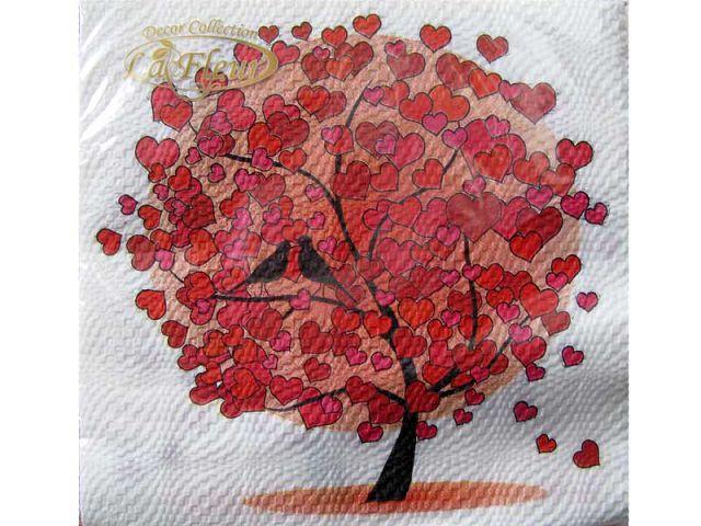 Салфетки бумажные е банкетные (ЗЗхЗЗ, 20шт) La Fleur  Любовное дерево 