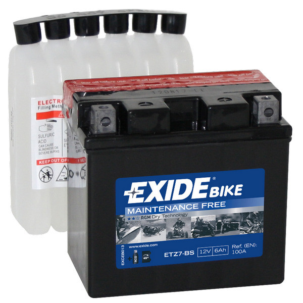 

Аккумулятор сухозаряженный AGM 6Ah 100A EXIDE ETZ7-BS = YTZ7-BS