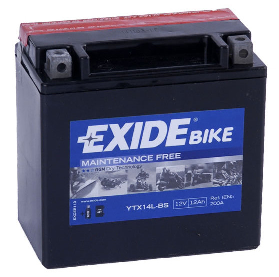 

Аккумулятор сухозаряженный AGM 12Ah 200A EXIDE YTX14L-BS = ETX14L-BS